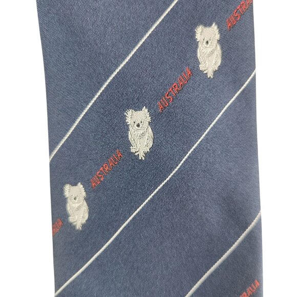 Address Australian Koala & Australia Text Patterned Tie Blue 100% Polyester - Picture 2 of 4